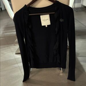 Gilly Hicks dark navy ruffle cardigan